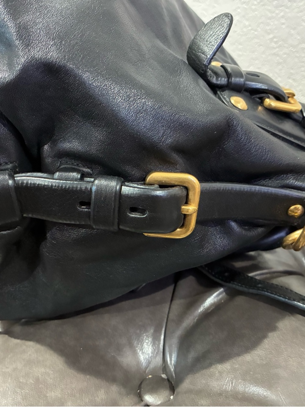 Prada Black Leather Shoulder Bag with Gold Hardware - Picture 7 of 9